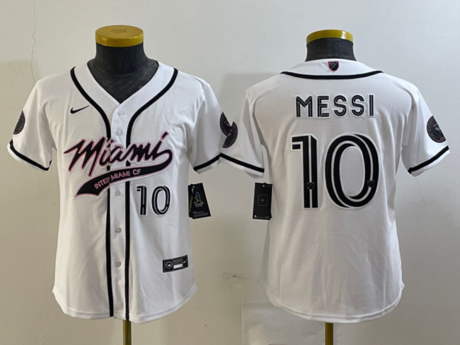 Women's Inter Miami CF #10 Lionel Messi White Cool Base Stitched Jersey Women's Inter Miami CF #10 Lionel Messi White Cool Base Stitched Jersey