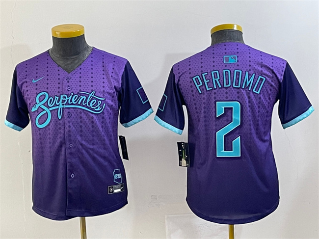 Youth Arizona Diamondbacks #2 Geraldo Perdomo Purple 2025 City Connect Limited Stitched Baseball Jersey Youth Arizona Diamondbacks #2 Geraldo Perdomo Purple 2025 City Connect Limited Stitched Baseball Jersey