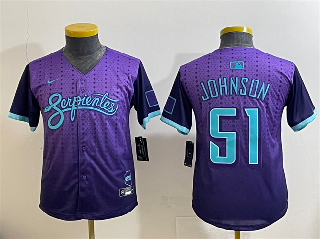 Youth Arizona Diamondbacks #51 Randy Johnson Purple 2025 City Connect Limited Stitched Baseball Jersey Youth Arizona Diamondbacks #51 Randy Johnson Purple 2025 City Connect Limited Stitched Baseball Jersey