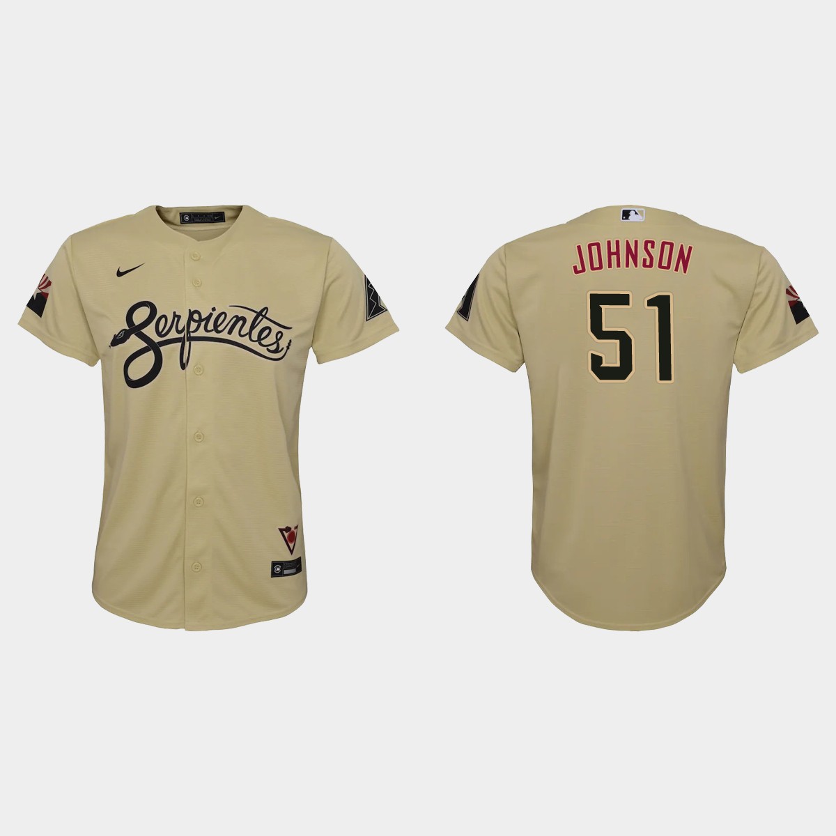 Arizona Diamondbacks #51 Randy Johnson Youth Nike 2021 City Connect MLB Jersey Gold Arizona Diamondbacks #51 Randy Johnson Youth Nike 2021 City Connect MLB Jersey Gold