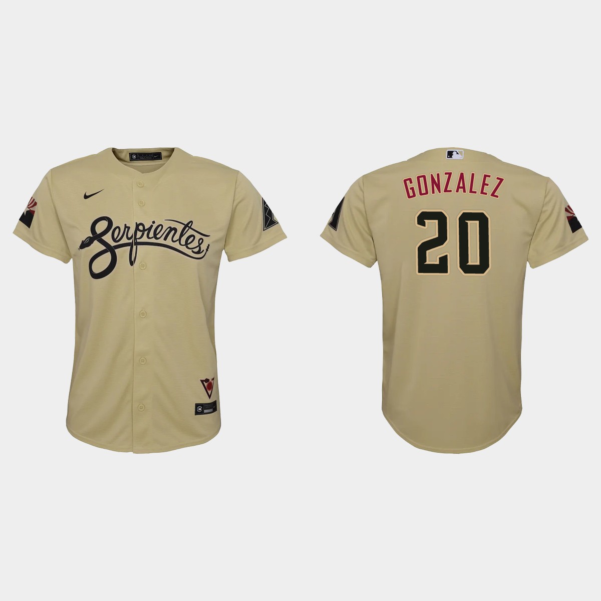 Arizona Diamondbacks #20 Luis Gonzalez Youth Nike 2021 City Connect MLB Jersey Gold Arizona Diamondbacks #20 Luis Gonzalez Youth Nike 2021 City Connect MLB Jersey Gold