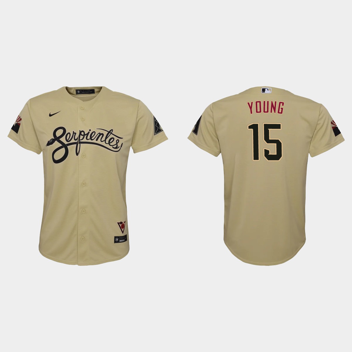 Arizona Diamondbacks #15 Andrew Young Youth Nike 2021 City Connect MLB Jersey Gold Arizona Diamondbacks #15 Andrew Young Youth Nike 2021 City Connect MLB Jersey Gold