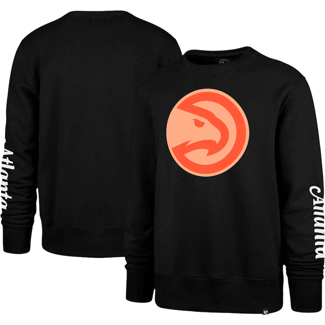 Men's Atlanta Hawks '47 Black 2022 23 City Edition Two-Peat Headline Pullover Sweatshirt Men's Atlanta Hawks '47 Black 2022 23 City Edition Two-Peat Headline Pullover Sweatshirt