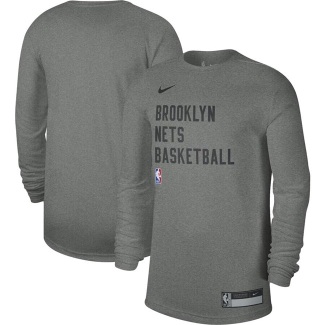 Men's Brooklyn Nets Heather Gray 2023 24 Legend On-Court Practice Long Sleeve T-Shirt Men's Brooklyn Nets Heather Gray 2023 24 Legend On-Court Practice Long Sleeve T-Shirt