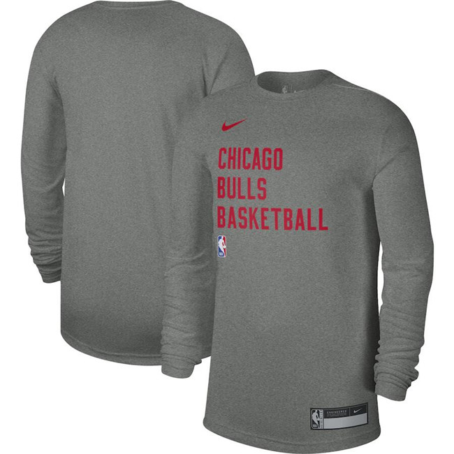 Men's Chicago Bulls Heather Gray 2023 24 Legend On-Court Practice Long Sleeve T-Shirt Men's Chicago Bulls Heather Gray 2023 24 Legend On-Court Practice Long Sleeve T-Shirt