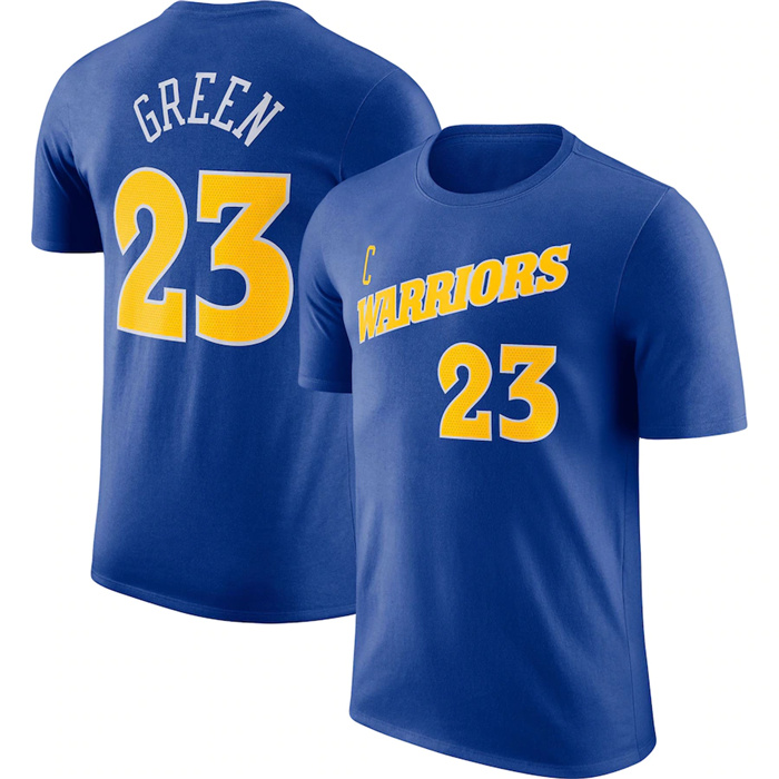 Men's Golden State Warriors #23 Draymond Green Blue 2022 23 Name & Number T-Shirt Men's Golden State Warriors #23 Draymond Green Blue 2022 23 Name & Number T-Shirt