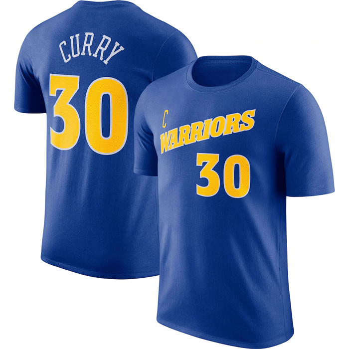 Men's Golden State Warriors #30 Stephen Curry Blue 2022 23 Name & Number T-Shirt Men's Golden State Warriors #30 Stephen Curry Blue 2022 23 Name & Number T-Shirt