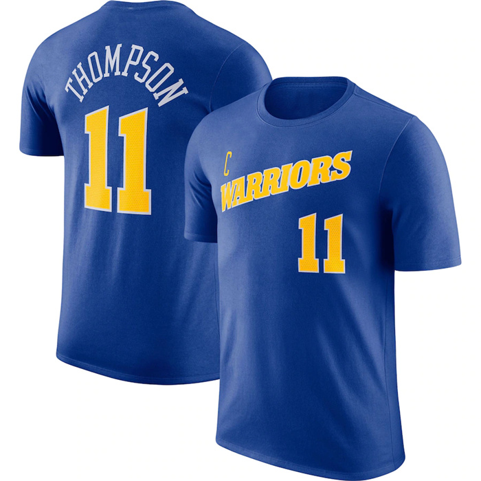 Men's Golden State Warriors #11 Klay Thompson Blue 2022 23 Name & Number T-Shirt Men's Golden State Warriors #11 Klay Thompson Blue 2022 23 Name & Number T-Shirt