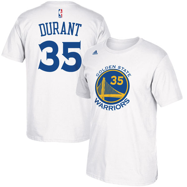 Men's Golden State Warriors Kevin Durant adidas White Name & Number T-Shirt Men's Golden State Warriors Kevin Durant adidas White Name & Number T-Shirt