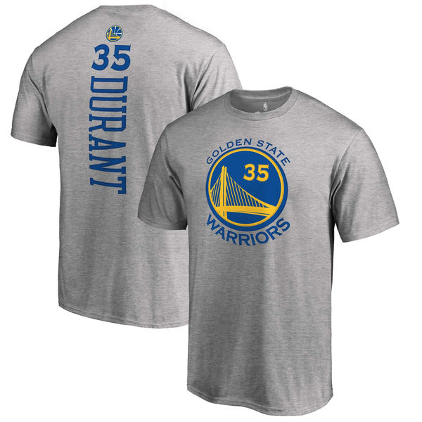 Men's Golden State Warriors Kevin Durant Gray Backer Name & Number T-Shirt Men's Golden State Warriors Kevin Durant Gray Backer Name & Number T-Shirt
