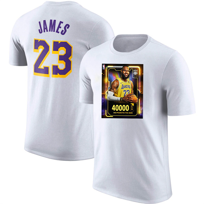 Men's Los Angeles Lakers #23 LeBron James White T-Shirt 3 Men's Los Angeles Lakers #23 LeBron James White T-Shirt 3