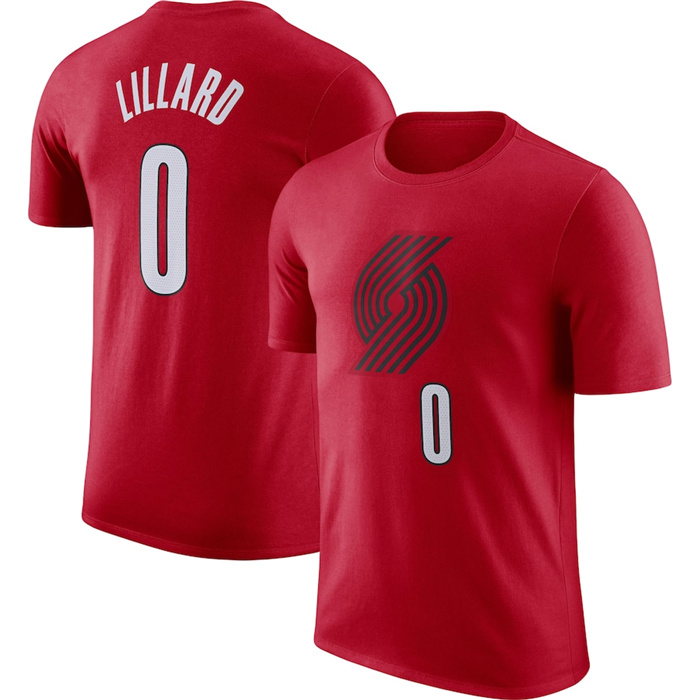 Men's Portland Trail Blazers #0 Damian Lillard Red 2022 23 Statement Edition Name & Number T-Shirt Men's Portland Trail Blazers #0 Damian Lillard Red 2022 23 Statement Edition Name & Number T-Shirt