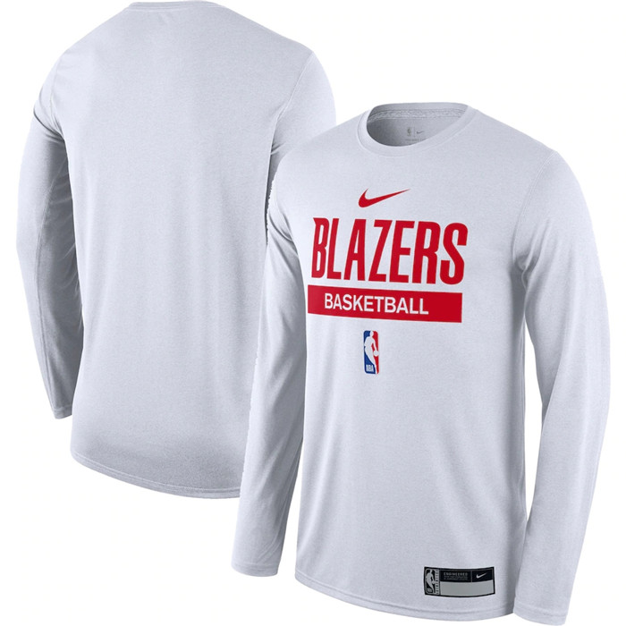 Men's Portland Trail Blazers White 2022 23 Legend On-Court Practice Performance Long Sleeve T-Shirt Men's Portland Trail Blazers White 2022 23 Legend On-Court Practice Performance Long Sleeve T-Shirt