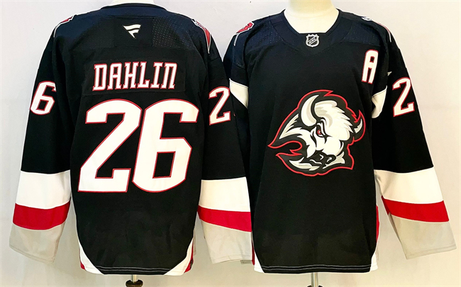 Men's Buffalo Sabres #26 Rasmus Dahlin Black 2024-25 Alternate With A Patch Stitched Hockey Jersey Men's Buffalo Sabres #26 Rasmus Dahlin Black 2024-25 Alternate With A Patch Stitched Hockey Jersey