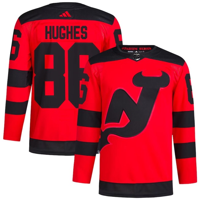 Men's New Jersey Devils #86 Jack Hughes Red 2023-2024 Stadium Series Stitched Jersey Men's New Jersey Devils #86 Jack Hughes Red 2023-2024 Stadium Series Stitched Jersey