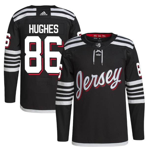 Men's New Jersey Devils #86 Jack Hughes 2021 2022 Black Stitched Jersey Men's New Jersey Devils #86 Jack Hughes 2021 2022 Black Stitched Jersey
