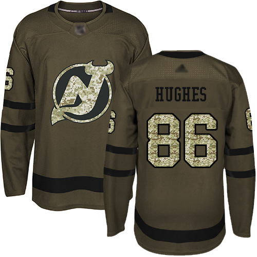 Devils #86 Jack Hughes Green Salute to Service Stitched Hockey Jersey Devils #86 Jack Hughes Green Salute to Service Stitched Hockey Jersey