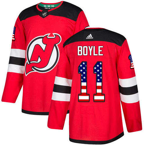 Adidas Devils #11 Brian Boyle Red Home Authentic USA Flag Stitched NHL Jersey