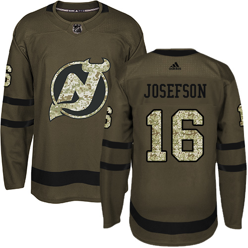 Adidas Devils #16 Jacob Josefson Green Salute to Service Stitched NHL Jersey