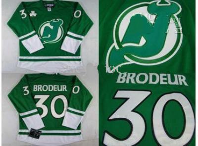 New Jersey Devils 30 Martin Brodeur St Patty's Day Jersey Green