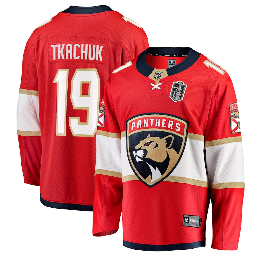 Men's Florida Panthers Matthew Tkachuk Fanatics Red 2025 Stanley Cup Final Home Breakaway Player Jersey