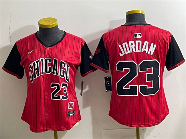 Women's Chicago White Sox #23 Michael Jordan Red Black 2025 City Connect Limited Stitched Baseball Jersey(Run Small) Women's Chicago White Sox #23 Michael Jordan Red Black 2025 City Connect Limited Stitched Baseball Jersey(Run Small)