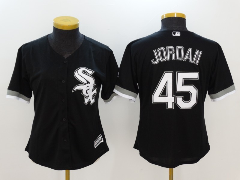 Women's Chicago White Sox #45 Michael Jordan Black Stitched Jersey Women's Chicago White Sox #45 Michael Jordan Black Stitched Jersey