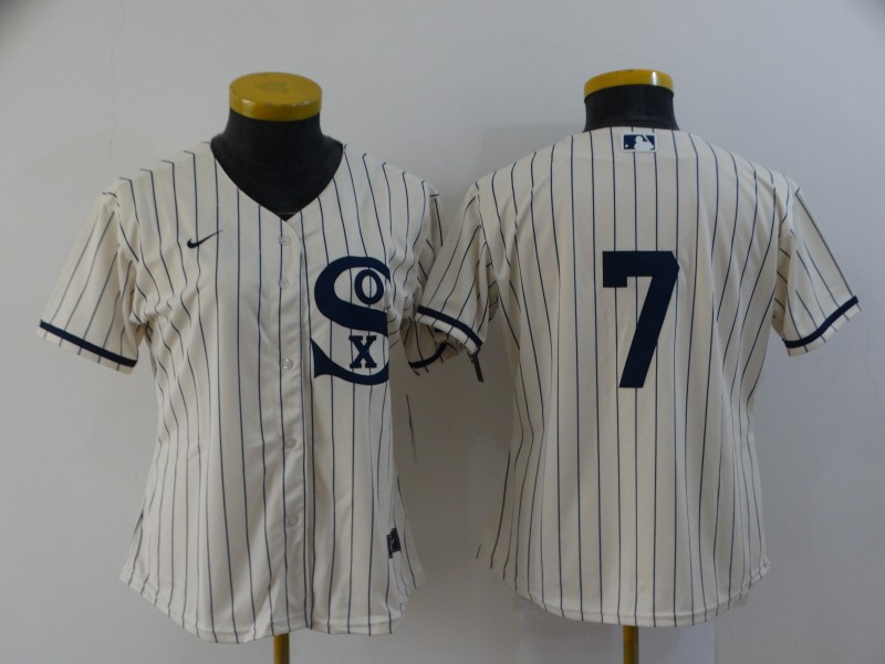 Women's Chicago White Sox #7 Tim Anderson 2021 Cream Field of Dreams Cool Base Stitched Nike Jersey Women's Chicago White Sox #7 Tim Anderson 2021 Cream Field of Dreams Cool Base Stitched Nike Jersey