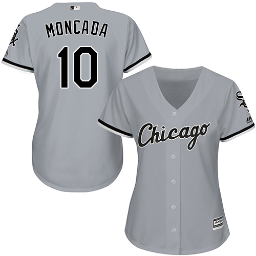 White Sox #10 Yoan Moncada Grey Road Women's Stitched MLB Jersey White Sox #10 Yoan Moncada Grey Road Women's Stitched MLB Jersey