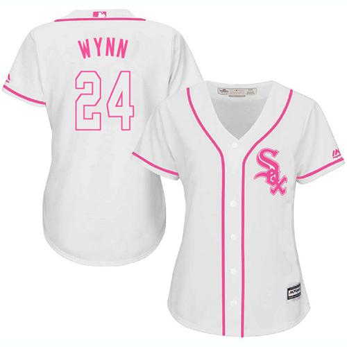 White Sox #24 Early Wynn White Pink Fashion Women's Stitched MLB Jersey