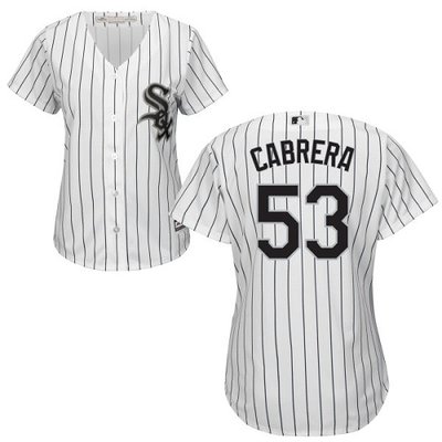 White Sox #53 Melky Cabrera White(Black Strip) Home Women's Stitched MLB Jersey White Sox #53 Melky Cabrera White(Black Strip) Home Women's Stitched MLB Jersey
