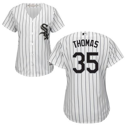 White Sox #35 Frank Thomas White(Black Strip) Home Women's Stitched MLB Jersey White Sox #35 Frank Thomas White(Black Strip) Home Women's Stitched MLB Jersey