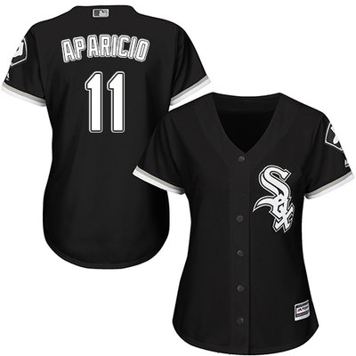 White Sox #11 Luis Aparicio Black Alternate Women's Stitched MLB Jersey White Sox #11 Luis Aparicio Black Alternate Women's Stitched MLB Jersey