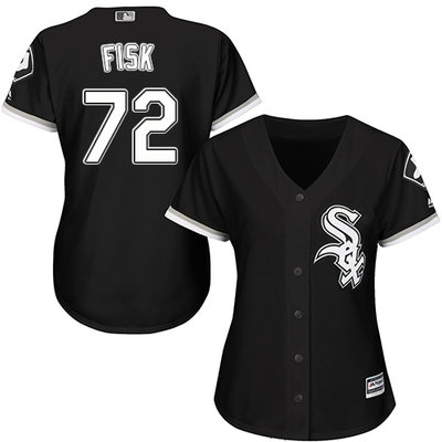White Sox #72 Carlton Fisk Black Alternate Women's Stitched MLB Jersey White Sox #72 Carlton Fisk Black Alternate Women's Stitched MLB Jersey