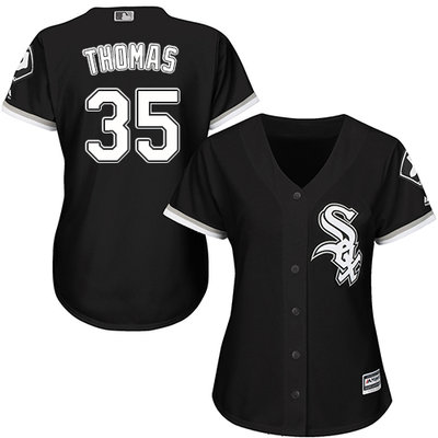 White Sox #35 Frank Thomas Black Alternate Women's Stitched MLB Jersey White Sox #35 Frank Thomas Black Alternate Women's Stitched MLB Jersey