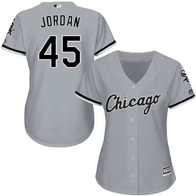 White Sox #45 Michael Jordan Grey Road Women's Stitched MLB Jersey White Sox #45 Michael Jordan Grey Road Women's Stitched MLB Jersey