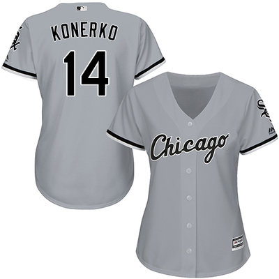 White Sox #14 Paul Konerko Grey Road Women's Stitched MLB Jersey