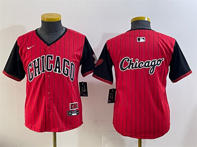 Youth Chicago White Sox Team Big Logo Red Black 2025 City Connect Limited Stitched Baseball Jersey 002 Youth Chicago White Sox Team Big Logo Red Black 2025 City Connect Limited Stitched Baseball Jersey 002