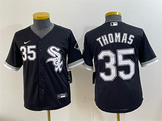 Youth Chicago White Sox #35 Frank Thomas Black Stitched Baseball Jersey Youth Chicago White Sox #35 Frank Thomas Black Stitched Baseball Jersey