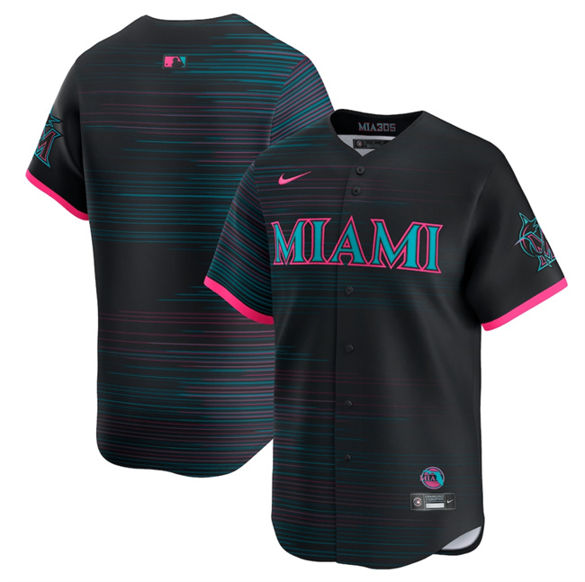 Youth Miami Marlins Blank Black 2025 City Connect Limited Stitched Baseball Jersey Youth Miami Marlins Blank Black 2025 City Connect Limited Stitched Baseball Jersey