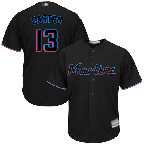 Marlins #13 Starlin Castro Black Cool Base Stitched Youth Baseball Jersey Marlins #13 Starlin Castro Black Cool Base Stitched Youth Baseball Jersey
