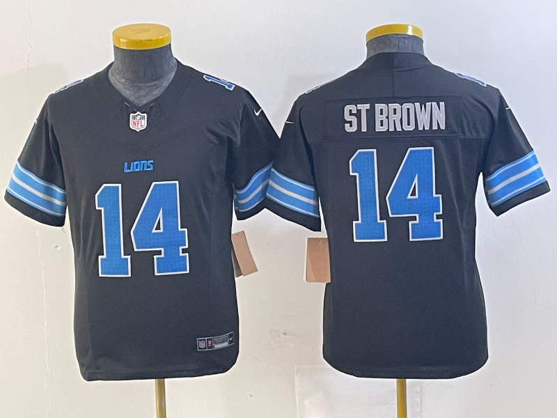 Youth Detroit Lions #14 Amon-Ra St. Brown Black 2024 F.U.S.E. 2nd Alternate Vapor Limited Stitched Jersey Youth Detroit Lions #14 Amon-Ra St. Brown Black 2024 F.U.S.E. 2nd Alternate Vapor Limited Stitched Jersey