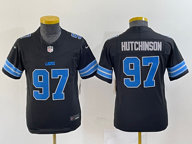 Youth Detroit Lions #97 Aidan Hutchinson Black 2024 F.U.S.E. 2nd Alternate Vapor Limited Stitched Jersey Youth Detroit Lions #97 Aidan Hutchinson Black 2024 F.U.S.E. 2nd Alternate Vapor Limited Stitched Jersey