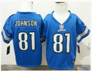 Toddler New Lions #81 Calvin Johnson Blue Team Color Stitched NFL Elite Jersey