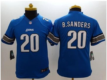 Youth NEW Lions #20 Barry Sanders Light Blue Team Color NFL Limited Jersey
