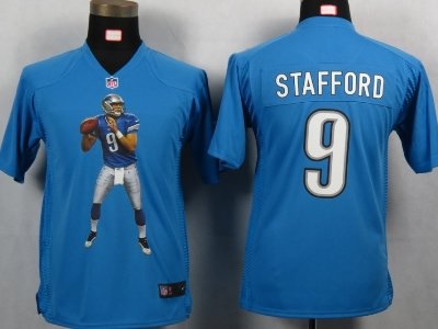 Youth NEW Detroit Lions 9 Staffopd Blue Portrait Fashion Game Jerseys