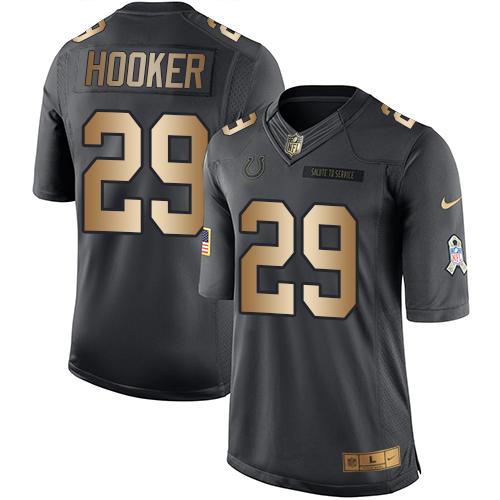 Nike Colts #29 Malik Hooker Black Youth Stitched NFL Limited Gold Salute to Service Jersey