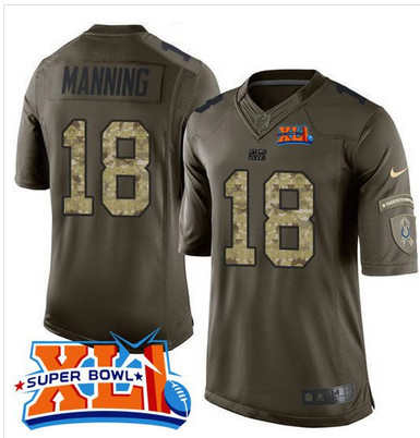 Nike Colts #18 Peyton Manning Green Super Bowl XLI Youth Stitched NFL Limited Salute to Service Jersey