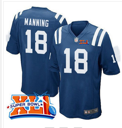 Nike Colts #18 Peyton Manning Royal Blue Team Color Super Bowl XLI Youth Stitched NFL Elite Jersey