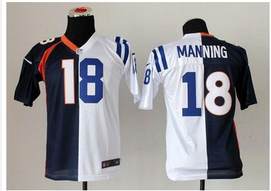 Nike Colts #18 Peyton Manning BlueWhite Youth Stitched NFL Elite Split Broncos Jersey